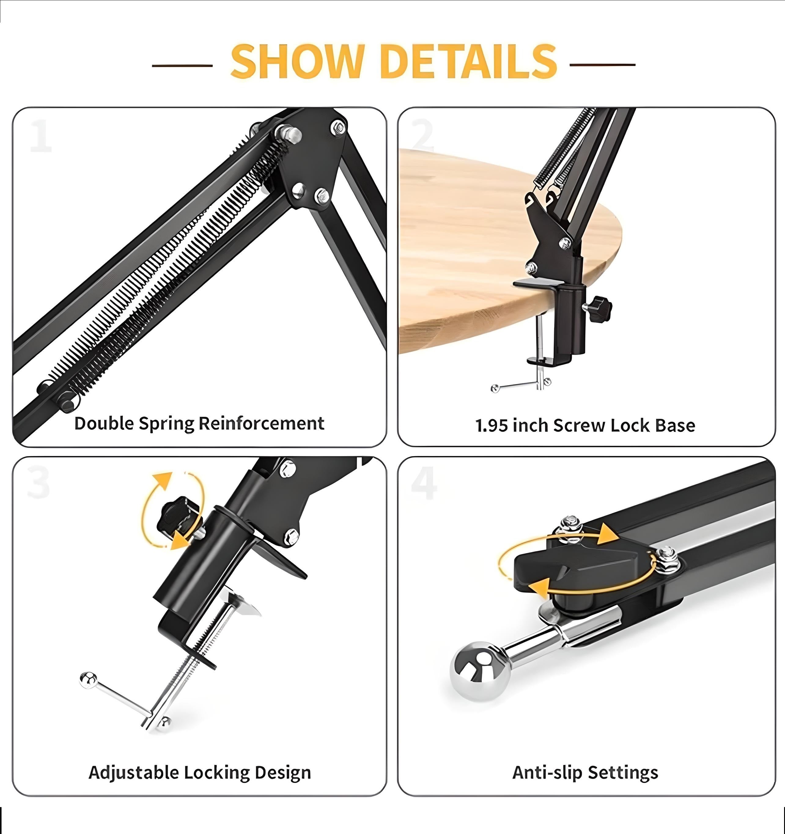 Overhead Scissor Arm Stand for Vlogging Sketching Overhead Videos Live Broadcasting and Podcast Tiktok Live Instagram Live Facebook Live360 Rotatable