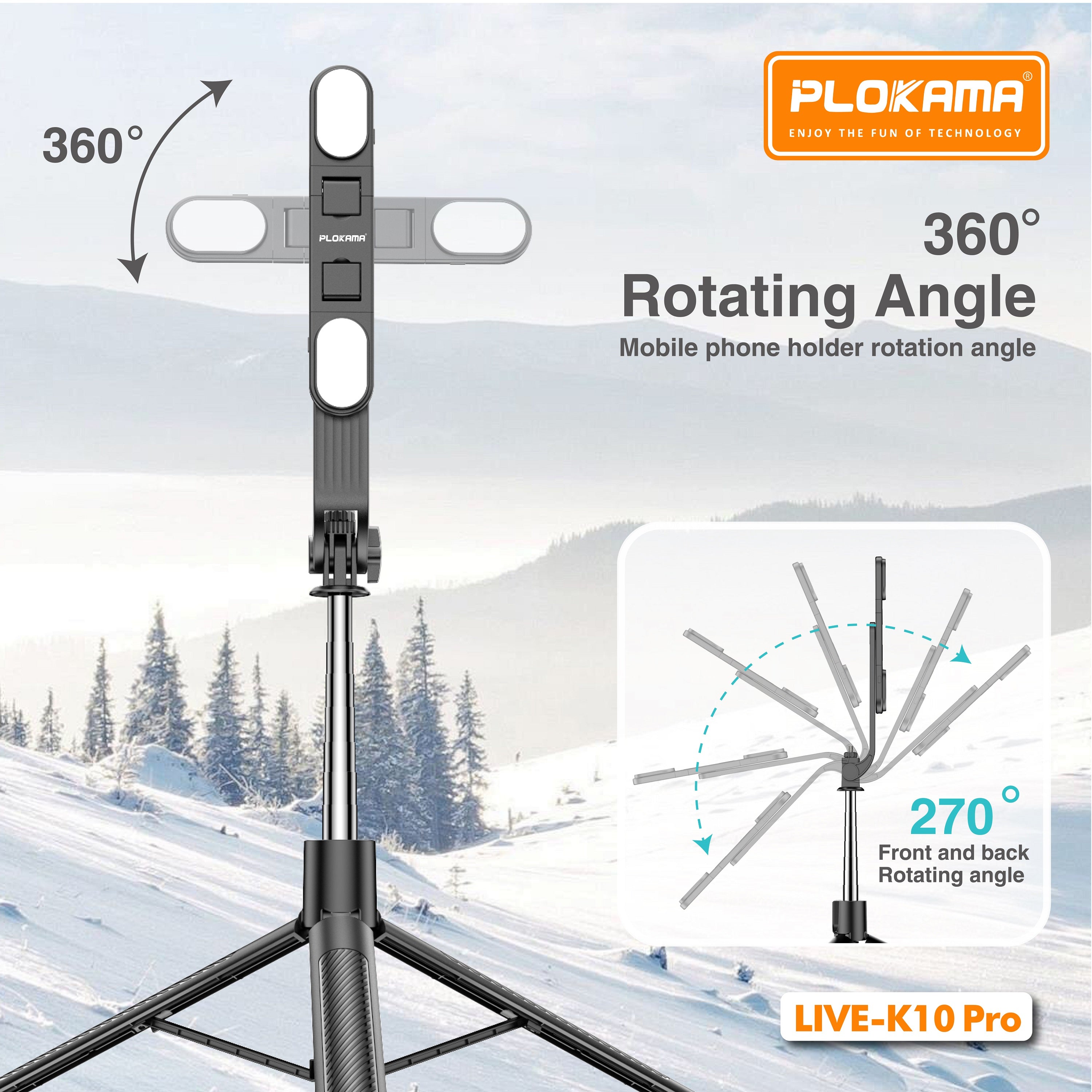 Live K10 PRO 6.5 Feet / 200CM Tripod  Stand Selfie Stick Two Lights Chargeable Bluetooth Camera Stand Ringlight Stand DSLR Stand Selfiestick Vlogging Stick Mobile Stick Foldable 360 Rotatable Stainless Steel for Tiktok Youtube Traveling All in One Piece