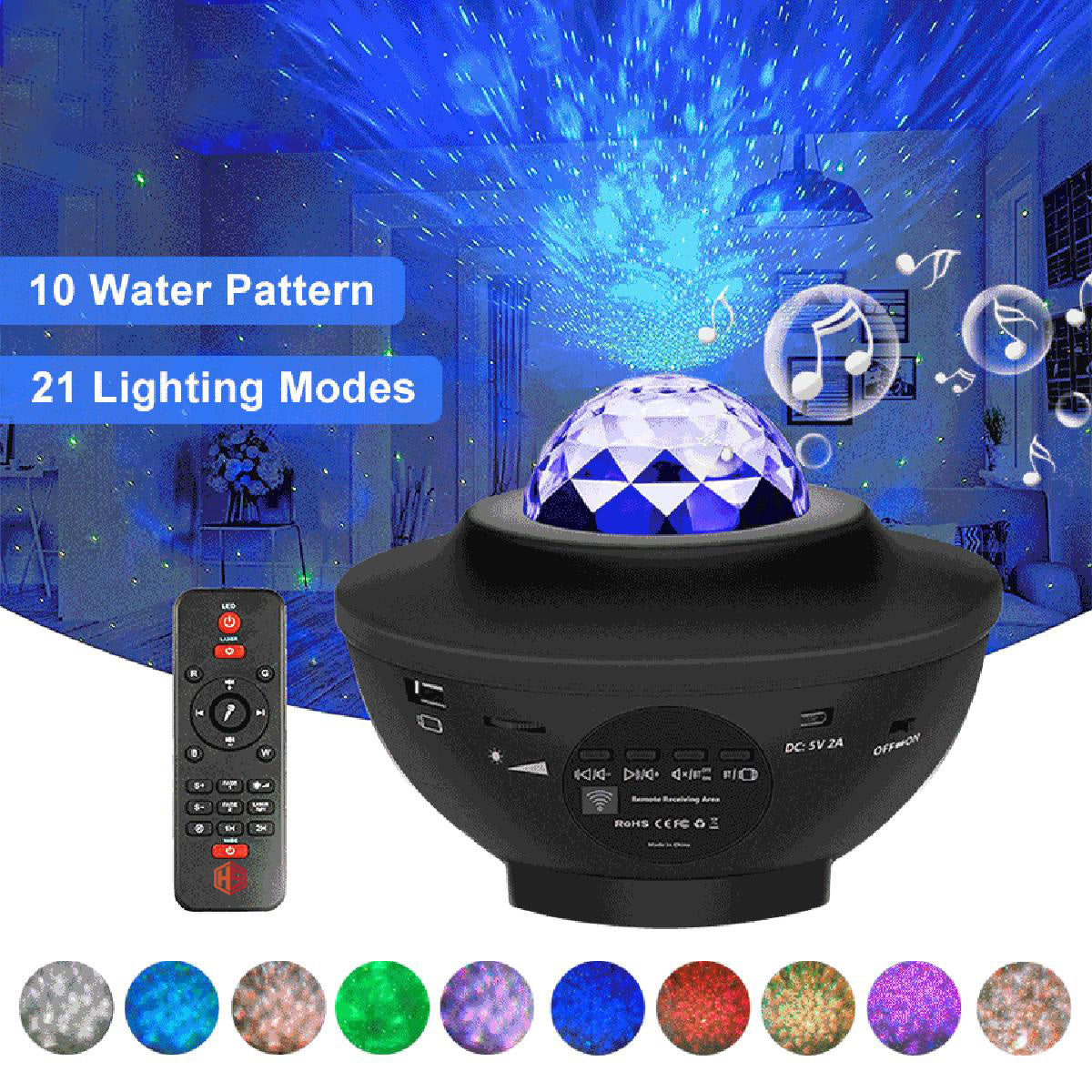 Galaxy Projector Light Starry Light Galaxy Lamp Room Decoration Night Light 21 Color Modes With Dual Speaker Remote