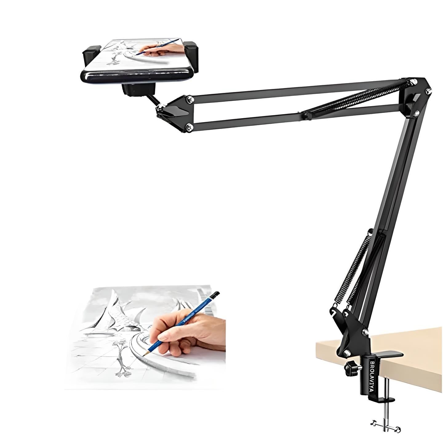Overhead Scissor Arm Stand for Vlogging Sketching Overhead Videos Live Broadcasting and Podcast Tiktok Live Instagram Live Facebook Live360 Rotatable