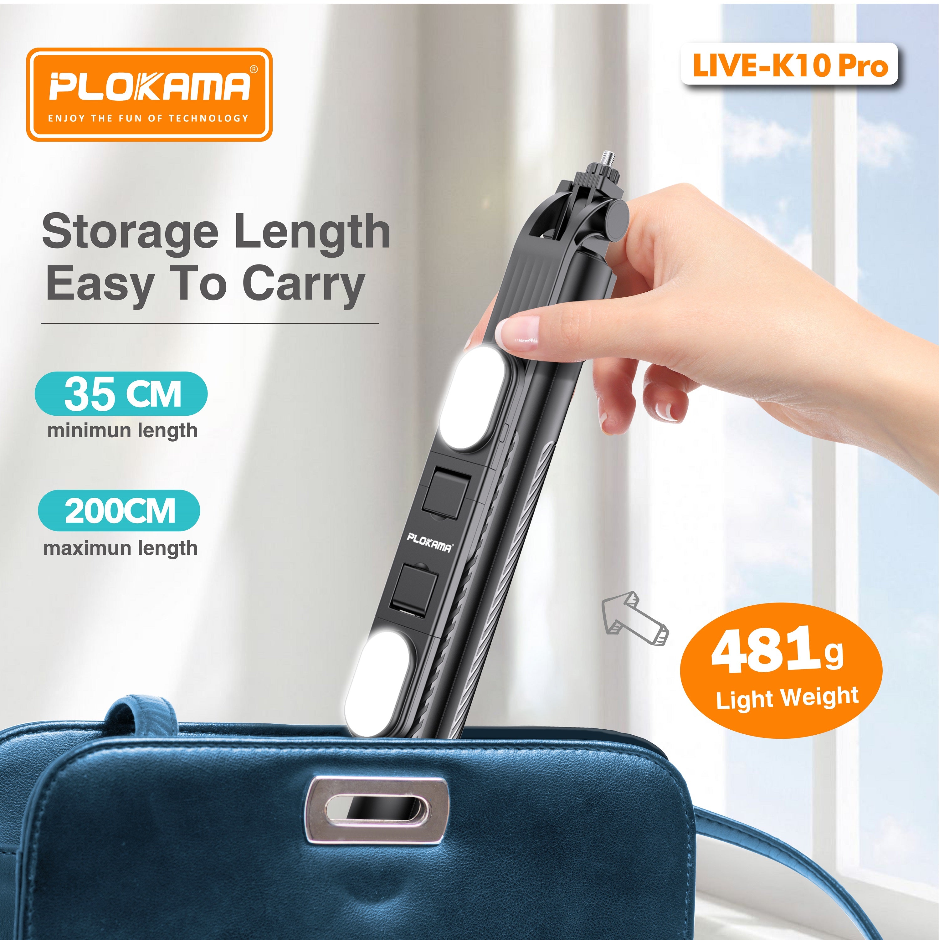 Live K10 PRO 6.5 Feet / 200CM Tripod  Stand Selfie Stick Two Lights Chargeable Bluetooth Camera Stand Ringlight Stand DSLR Stand Selfiestick Vlogging Stick Mobile Stick Foldable 360 Rotatable Stainless Steel for Tiktok Youtube Traveling All in One Piece